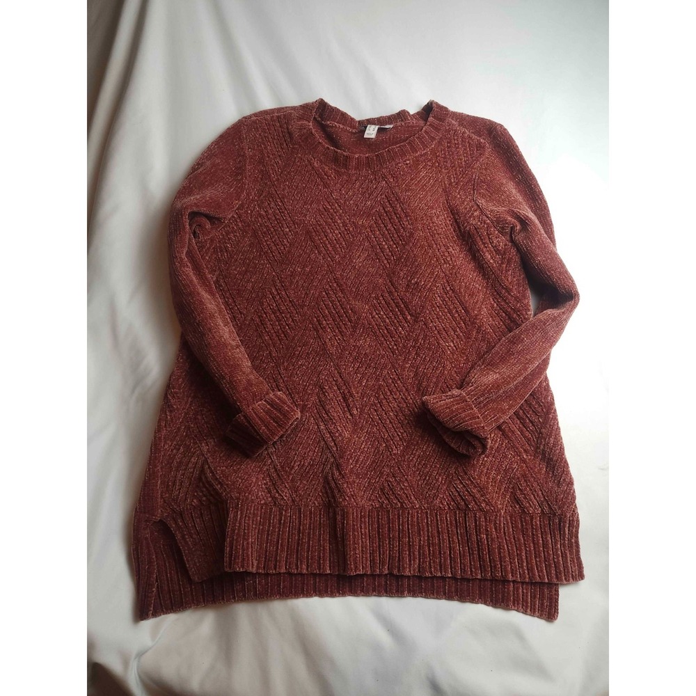 d&co. Chenille Tunic Sweater Womens Small Rust Brown Knit Long Sleeve Casual
